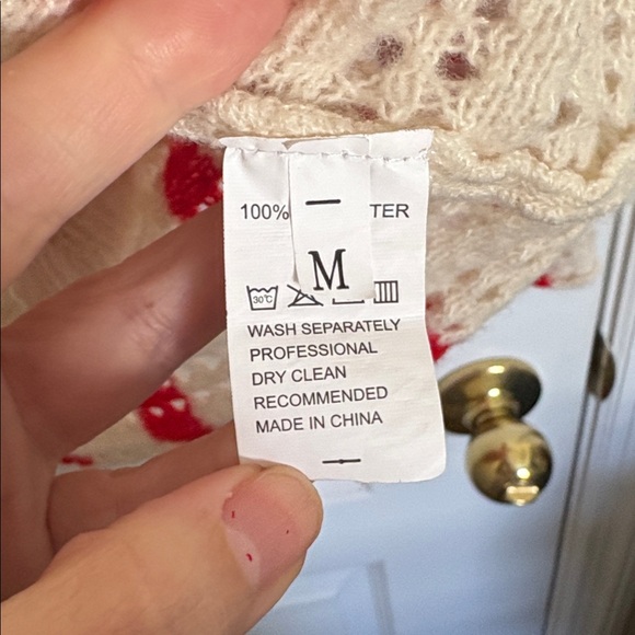 Striped Button Down Collared Knit Cardigan in Red and Cream - Picture 6 of 8